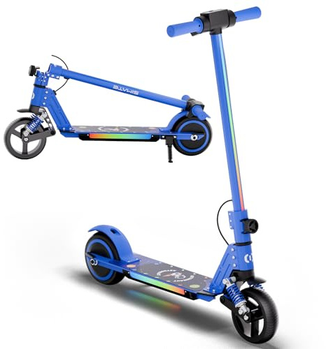 Elektrischer Kinderroller, Upgrade mit LED Front und Fußlichtern, 130W Motor, Faltbarer KinderRoller, mit Lautsprecher, 8 km Reichweite, Belastbarkeit bis 70 kg, für 6-14 Jungen und Mädchen