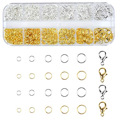 600 Stück Biegeringe Edelstahl, Schmuckherstellung Zubehör, 4-8 mm Spaltringe in Gold und Silber, DIY Schmuck Reparaturset, für Schlüsselanhänger & Schmuckdesign