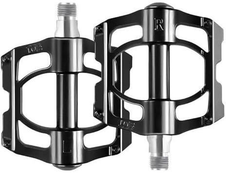 Bibykivn MTB platta cykelpedaler i CNC-aluminium, breda, halkfria pedaler med stift, lätta och robusta för mountainbike, vägcykel och vandring (4 lager)