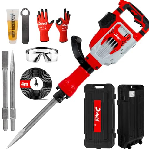 Martillo demoledor 1600 W, 70 J, HEX30, 2 cinceles y maletín | Martillo demoledor 70 J 1600W con 2 cinceles