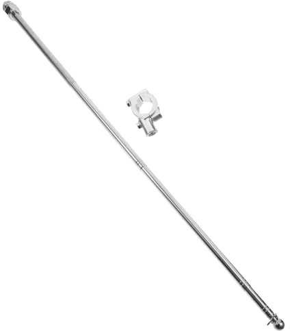 Ciieeo Verstellbare Teleskop Fahnenstange aus Aluminiumlegierung und Stahl mit Einfacher Montage Fahnenhalter für Motorrad und Fahrradlenker Silberfarbener Fahnenmast für Outdoor