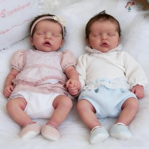 RXDOLL 46 cm tvillingar reborn-babydockor silikon helkropp flickor realistisk tvilling babydockor som ser riktiga nyfödda bebisar silikondocka verklighetstrogna återfödda dockor tvillingar flickor