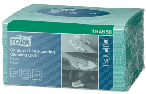 TORK 194550 Chiffon de nettoyage longue durée Vert(lavette) vendu par paquet de 40 formats