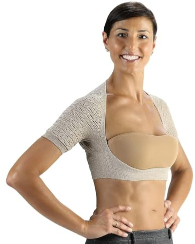 Gerader Rücken Geradehalter Elektromagnetische Therapie - Haltungskorrektur Rücken Damen, Herren, Schultergurt Haltungskorrektur, Nackenschmerzen, Medizinischer Selbstbehalt, Made in Italy, Beige, S