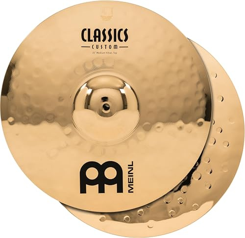 Meinl Cymbals Classics Custom Brilliant Plato Hihat Medium de 15 pulgadas (38,10cm) Platillos de Batería - Pareja - Bronce B12, Acabado Brillante (CC15MH-B)