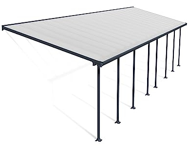 Canopia by Palram Terrassenüberdachung Alu Feria 3X10.35 Polycarbonat Hohlkammerplatten Pergola 1035 x 300 cm Grau zur Überdachung ihrer Terrasse