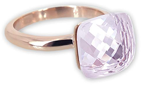 Nobel Damen-Ring Rosegold Rosa Kristall Gr. 62 Cocktailring Zusteckring für Frauen SCHMUCK