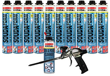 SOUDA Mousse B2 Pistolet mousse mousse de montage en kit avec + Nettoyant Lot de 10 Pistolet Pistolet Revêtement Téflon