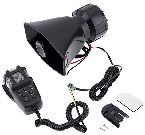 EpathChina® Elektronische Warnsirene für Auto, 100 W, 12 V, 7 Töne, Motorrad-Alarm, Feuerwehrmänner, Krankenwagen, Lautsprecher mit Mikrofon