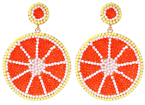 Yazilind nette obst form anhänger baumeln handgemachte perlen ohrringe frauen geburtstag schmuck (orange)