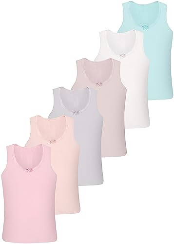 LOREZA ® 6 stycken flickor bomull underskjortor tank top tröja med spets barn remmar ärmlös