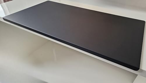 Gewinkelte Schreibtischunterlage mit Kantenschutz Echt Leder Schwarz 90 x 47cm Echt Rindsleder glatt ohne Mousepad