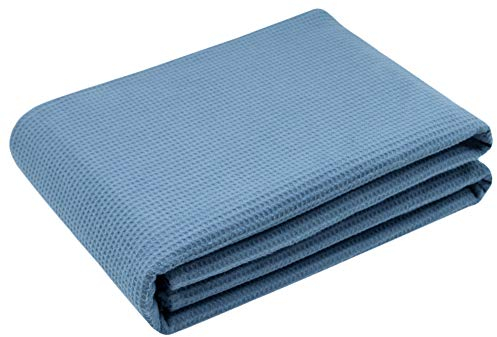 ZOLLNER Couverture, Pique gaufré, Coton, 150x200 cm, 220g/m², Bleu