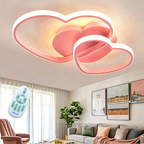 GHY LED Deckenleuchte Modern Liebe Herz Design Deckenlampe Warme Romantische Kronleuchter Acryl Schirm Deckenlicht Wohnzimmerlampe Esszimmer Schlafzimmer Küchen Flur Lampen,Rosa