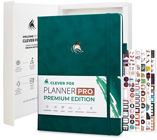 Clever Fox Planner Pro Premium – Luxurious Weekly & Monthly Planner with Budget Organizer for Productivity & Goals, Undated, A4 (Teal)