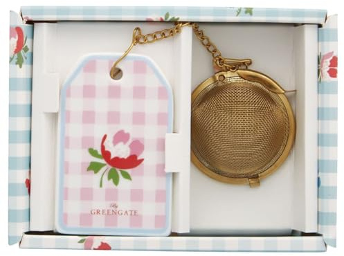 GreenGate Tee Ei Viola Pale Pink Rosa mit Kette Teesieb Gold Anhänger mit Blume