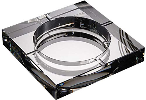 Ashtray Crystal Glass For Cigarette Home Square Modern Cigar Ash Tray Holder Indoor Office Tabletop Decorative (Color : Black gold, Size : 15×3cm)