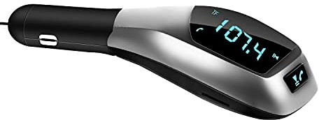 Baceyong Lecteur mp3 bluetooth de voiture X5, Radio Portable Bluetooth, Transmetteur FM Jouer Carte Micro SD TF Appel Mains Libres Ports USB
