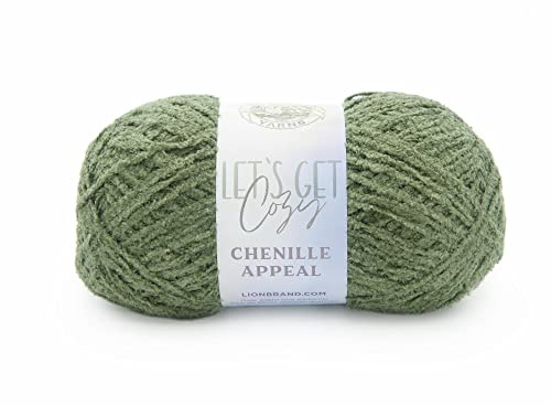 Lion Brand Yarn Chenille Appeal, Cozy Aran Weight Yarn for Knitting, Crochet, and Crafts, Loden Green, 1 Pack