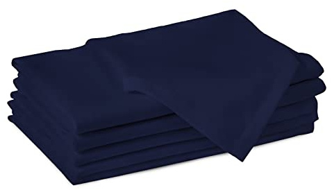 Encasa XO Cotton Cloth Napkins, Dinner Serviettes 43x43 cm Blue | 180 GSM Pure Woven Fabric | Reusable & Washable | Highly Absorbent | Easy Care Table Linen