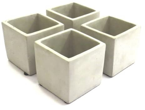 Daan Kromhout Übertopf Beton Quadratisch 4er Set 9x9 cm Grau Modern Blumen Tisch Deko