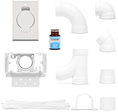 Générique Kit 1 Prise rectangulaire avec Coudes et Colle pour aspirateur centralisé (sans Tubes) - Compatibles Toutes Marques Aspiration Centralisée - Garantie 2 Ans
