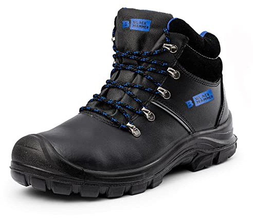 Black Hammer Mens Safety Boots Work Shoes Leather Steel Toe Cap Working Ankle Lightweight Footwear S3 SRC 8822 (6 UK)