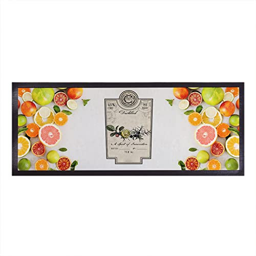 Bar Runner Home Bar Idea | Pub and Drink Inspired - Fruit - Gin| 58cm x 22cm Rubber Beer Mat | Non Slip Bar Accessory | Home | Garden | Cocktail Party | Pub Accessory | Man Cave