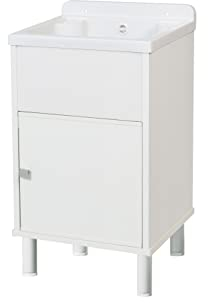 Negrari 5003PKCAM Mini lavatoio in Resina PVC da Esterno/Interno, con Mobile portaoggetti L 42x P 34x H 80 cm, Bianco, Small
