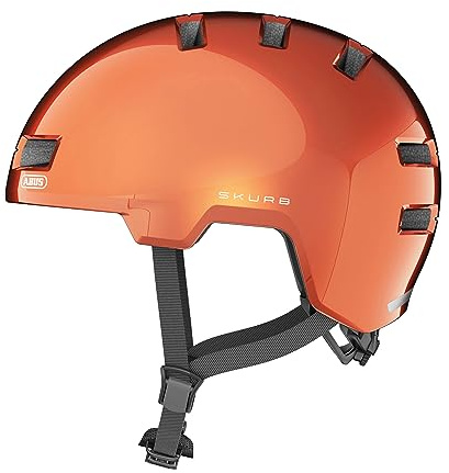 ABUS Stadthelm Skurb - Robuster Fahrradhelm für den Alltag, beim Skaten, BMX-Fahren oder Longboarden - Orange, Größe M