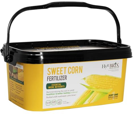 HyR BRIX Slow-Release 16-7-10 Sweet Corn Fertilizer, 5lb Bucket - Corn Food with Calcium & Sulfur - Essential Micronutrients for Big, Uniform Ears & Sweet Flavor