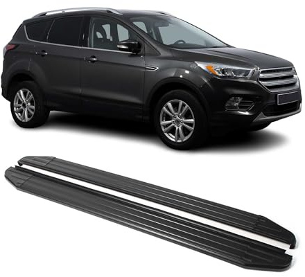 OMAC Trittbretter Seitenschweller kompatibel mit Ford Kuga 2013-2023 TÜV ABE Schwarz Aluminium 2X