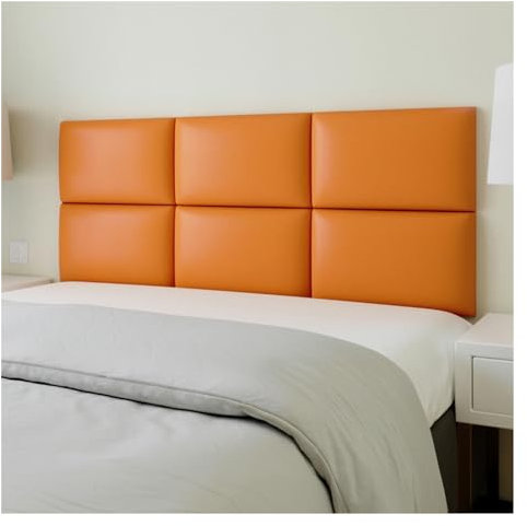 GOCHUSX Coussin Mural Anti-Collision, Tête Lit À Décoller Et Coller, Panneaux Muraux 3D Souples, Coussin Mural Auto-adhésif Chambre À Coucher, Carreaux Muraux Décoratifs(Orange,40x40cm)