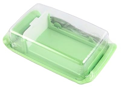 Burriera Vassoio portaoggetti sigillante for server di formaggio con coperchi trasparenti Stoviglie da cucina for la casa Tagliare il burro for alimenti Regalo da cucina (Color : Green)