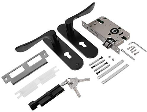 jojofuny Serrure De Porte Noire Avec Poignée Loquet De Porte Antivol Pour Sécurité De Serrure De Style Moderne