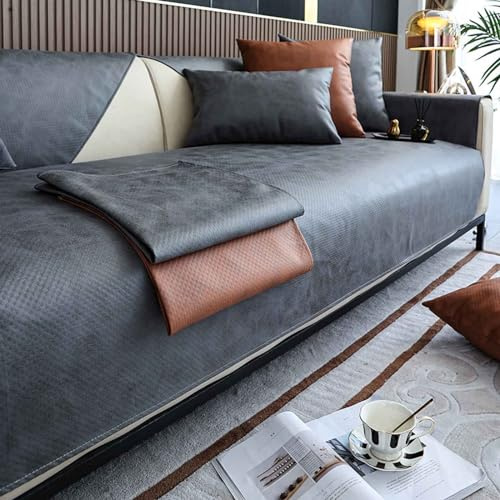 HLTQL Sofabezug Ecksofa L Form Wasserdicht，Sofaschoner rutschfest FüR Leder 3 4 2 1 Sitzer，Sofaschoner SitzfläChe/Hund/Katze，Couchpolster üBerzug(ugrey,70x120cm)
