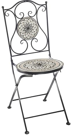 Kobolo Gartenstuhl Klappstuhl Metallstuhl Mosaikoptik 90 cm Weiß-Grau
