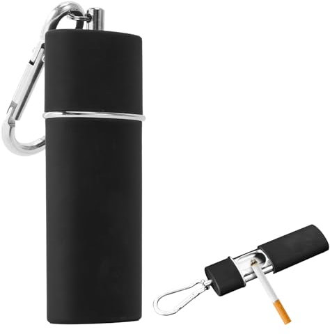 Posacenere tascabile per viaggiare in viaggio, mini posacenere portatile da viaggio, inodore, con coperchio, posacenere to Go, nero opaco