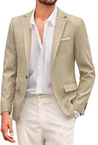 COOFANDY Chaqueta deportiva para hombre, chaqueta tipo blazer moderna para el ocio, traje clásico de 1 botón, chaqueta ligera de ajuste regular, M