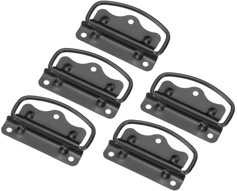 QUARKZMAN Cassapanca Maniglie 5pz - Acciaio Inox Maniglie Tiranti Pieghevole Maniglia per Legno Cassetta Portautensili Cassetta Portagioielli Cassetta Industriale Taglio Piano Baule (Nero)
