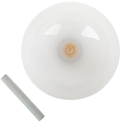Bodhi Kristallklangschale | Solarplexus-Chakra | Zubehör für Sound Healing, Yoga & Meditation | Singing Bowl aus Quarz | Verschiedene Größen & Tonarten | Inkl. Klöppel & Silikonring | Grundton E