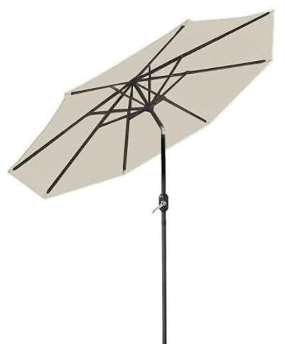 CCYENG Sonnenschirm für Strand und Terrasse im Freien, Außenschirm aus Aluminium, 3 m, groß, rund, Gartenschirm, Rattanschirm, Terrassensonnenschutz, Kurbel