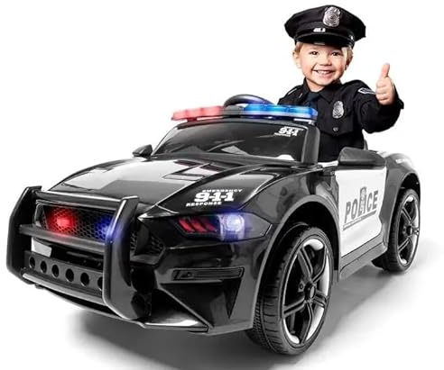 12v polis elbil, för barn 1-4 år, RC, plastsits, plasthjul