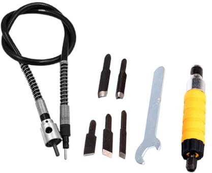 Set di Scalpelli Elettrici per Intaglio, Acciaio Giallo | Kit per DIY e Decorazione Mobili, Struttura Elettronica, Pratico da Impugnare e Usare