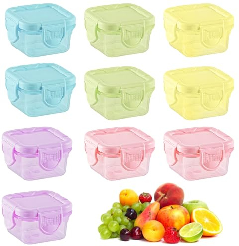 LUXECOVE 10er-Pack Vorratsgläser mit Deckel, kleine Kunststoffbehälter, 60 ml, frischhaltedosen mit deckel, einfrieren behälter, vorratsdosen set, Für Salatdressing Kräuterdressing