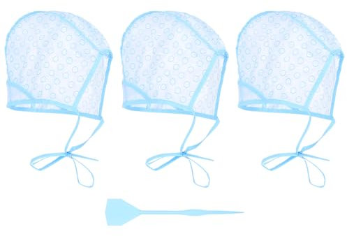 3 Stück Hervorhebung Kappe Färbung, Strähnchenhaube, Haartönungskappe mit Haarfärbepinsel Set, Highlight-Kappen für Haarwerkzeug, Haarfärbung Frosting Dye Kit für Salonfrisuren