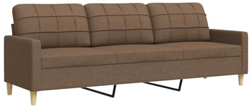 vidaXL 3 Sitzer Sofa, Polstersofa Couch mit Metallgestell, Relaxsofa für Wohnzimmer, Loungesofa Schlafsofa Gästesofa, Modern, Braun Stoff