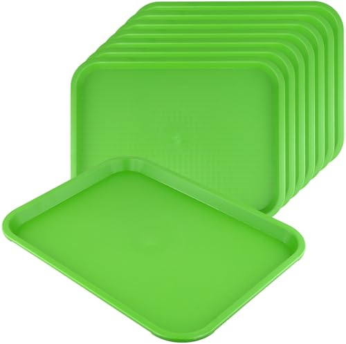 FUNSUEI 8 pezzi fast food vassoio verde, vassoio da portata rettangolare, 35 x 27 x 2,3 cm, in plastica per cucina, ristorante