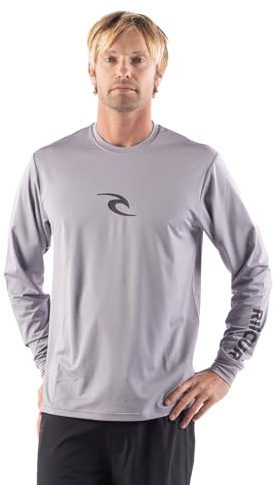 RIP CURL Long Sleeve Rashguard-UPF 50+ Sun Protection Surf Shirt, Loose Fit Rash Vest Maglietta Guard, Standard, M Uomo