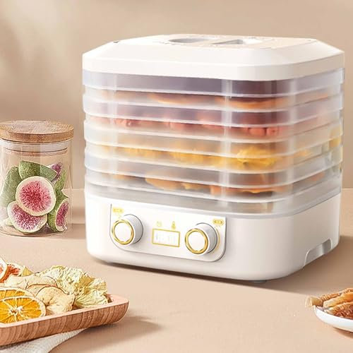 Essiccatore Di Alimenti a 5 Strati, Asciugatura a Circolazione Dell'aria Calda a 360 °, Termostato 35 ~ 70 ° C E Timer Digitale 1-48H, Controllo Del Microcomputer a Doppia Manopola E Altezza Regolabil